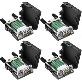 Paquete de 4 Adaptadores DB9 RS232 D-SUB Macho 9 Pines Sin Soldadura con Caja