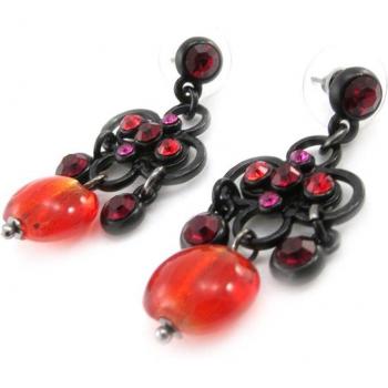 Pendientes 'Mélusine' de Les Trésors De Lily en color rojo y negro [J0470]