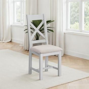 Pebble Grey Oat‑Fabric Windsor Dining Pair