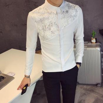 Camisa de vestir blanca y negra para club social