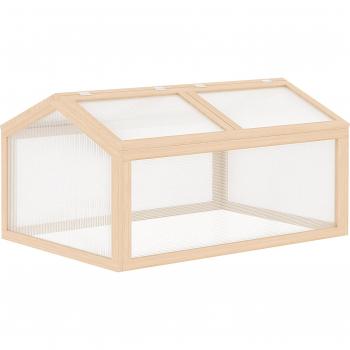 Outsunny Pflanzenbeet Gewächshaus 102x71x53cm mit Holz-Polycarbonat Abdeckung