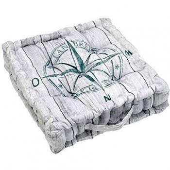 Pureday Sitzkissen „Windrose“ – maritimes Muster, 100 % Baumwolle