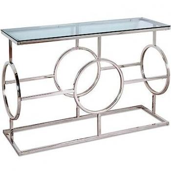 Consola Elegante 120*78*40 cm Circulos Acero Inoxidable Plateado