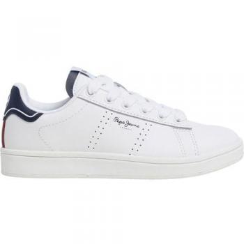 Zapatillas de piel Pepe Jeans Player Air blancas con microperforaciones laterales para niño y niña