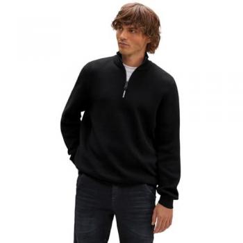 Herren Pullover mit Stehkragen von STREET ONE MEN, schwarz, Baumwolle