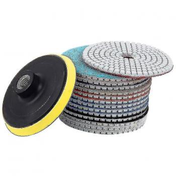 Ensemble 15 pièces de tampons diamantés 4 (100 mm) – polissage humide/séché pour granite, marbre, béton
