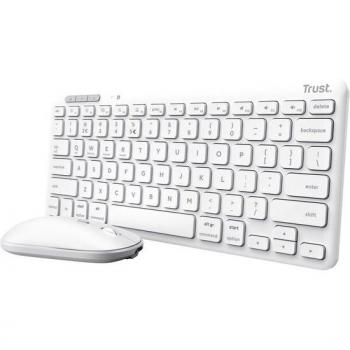 Set Clavier & Souris Trust Lyra Multi‑Device – Sans Fil Bluetooth 2,4 GHz – QWERTY US – Blanc