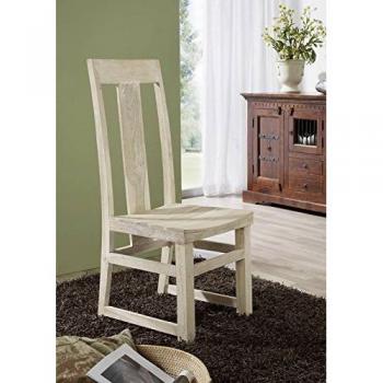 Stuhl „Nature White“ aus Akazie (45 × 47 × 110 cm) – White Stone Finish