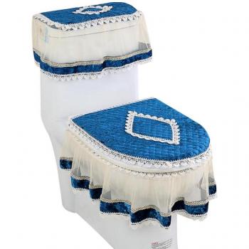 Housse de siège de WC en dentelle, décorative, 3 pièces