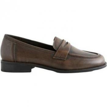 Next Black Brush Off Standard/Forever Comfort Leather Penny Loafers, Wide Fit