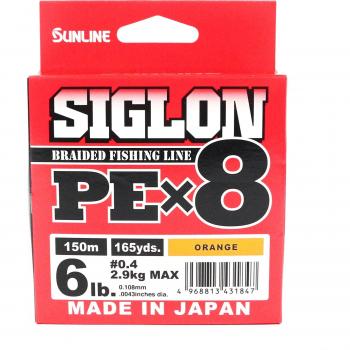 Sunline X8 Siglon 150M 0.4mm 6LB Orange Fishing Line