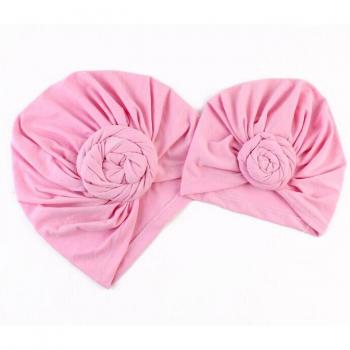 Cotton Solid Baby and Mother Hat Set