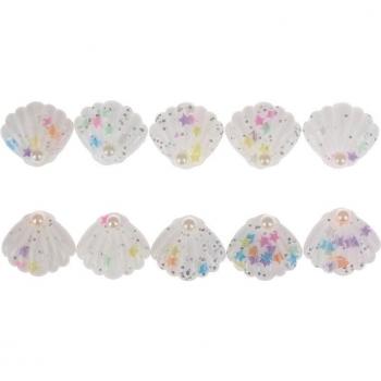 Lote 10 Unidades: Resina Perla Abierta, Cabujón de 25*28mm, Brillante ABS DIY