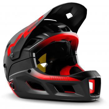 Casco Met Parachute MCR MIPS, colore Nero/Rosso, Taglia S, con sottogola regolabile