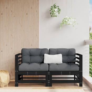 VidaXL Ecksofa für den Garten 2er Set Schwarz Kiefer