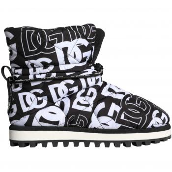 Dolce & Gabbana Black Logo Nylon Padded Mid Calf Boots, Male, Size EU44/US11