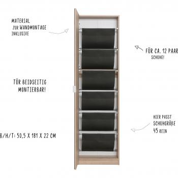 Eichen-Spiegel-Schuhschrank Sonoma 50 x 180 x 20