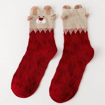 Medias de Navidad con Motivo Rojo y Piel de Alce