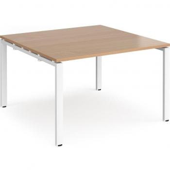 Adapt Square Boardroom Table 1200mm x 1200mm White Frame Beech Top