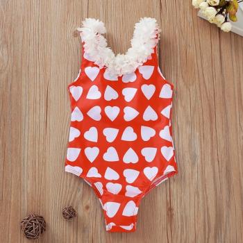 Girls' Summer Heart-Shaped Print Swimwear