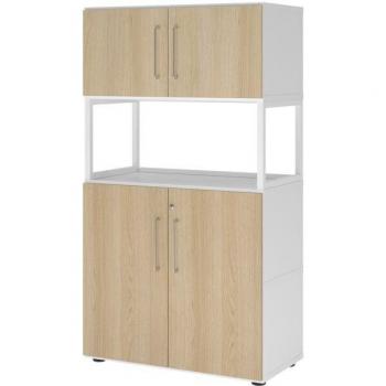 Armoire Ouverte FlexWall 80 cm 4 Niveaux Cadre en Acier Blanc Chêne