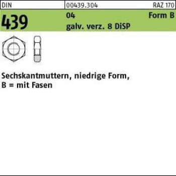 Flache Sechskantmutter DIN 439 Form B M3 Automatenstahl galvanisch verzinkt 1000 Stück
