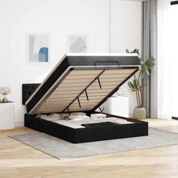 Cama Otomana 140x190 cm, Colchón Negro, Tela