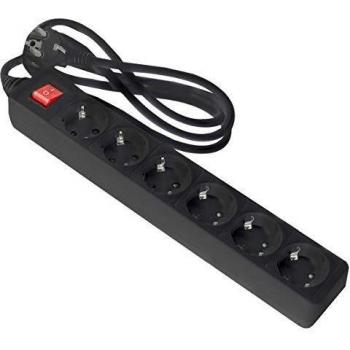 Cavo Elettrico Multipresa 6 Prese con Interruttore Nera 1,5 m