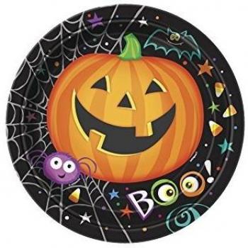 Kürbis‑Party‑Teller Set – 8 Stück, 18 cm, Halloween‑Design