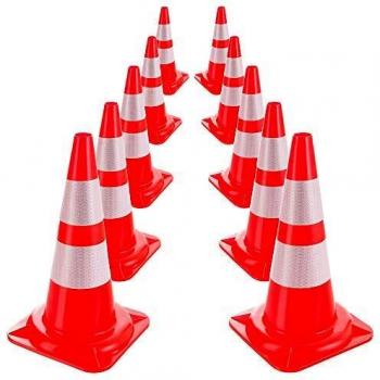 Cono de seguridad reflectante naranja-blanco 10 unidades 47 cm