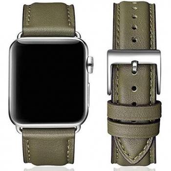 SUNFWR Sport Edition Leather Band for Apple Watch (42mm, Army Green)