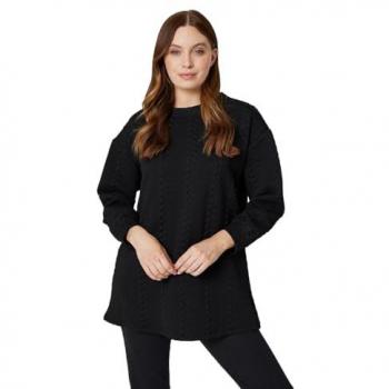 Izabel London Women's Black Cable Knit Sweater