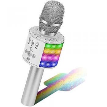 BONAOK Microphone for Kids, Bluetooth Wireless Microphone Karaoke, 3 in 1 Portable Handheld Karaoke Mic with Lights, Birthday Gift Home Party Karaoke Machine for Android, for iPhone, for PC