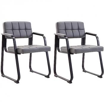Sillas de comedor con reposabrazos en simil cuero gris