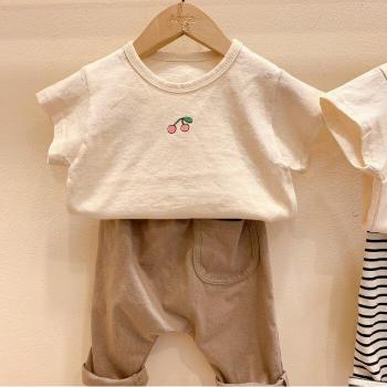 Camiseta para bebés de 0 a 2 años, top de dibujos animados de cereza y fresa