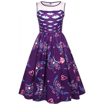 Robe Sans Manches Violet Dentelle