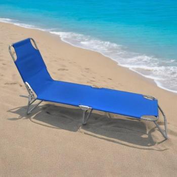 Blu Pieghevole Gardeness Lettino per Spiaggia, Estratto in Ferro e Tessuto Oxford