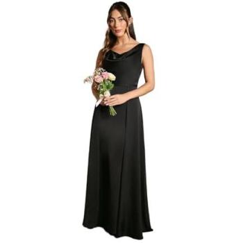 Coast Black Satin Bridesmaid Dress, Sleeveless Cowl Neck, Size 10