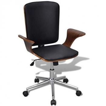 Swivel Office Chair in Bentwood and Artificial Leather