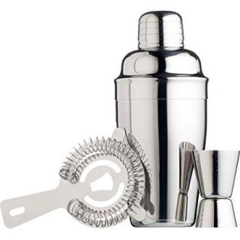 BarCraft Stainless Steel Three Piece Cocktail Gift Set, Gift Boxed