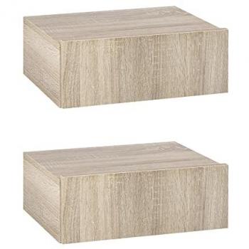 Comodini set in legno fluttuante con cassetto, design attuale, dimensioni 40x30x15 cm