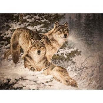 5D-Diamantmalerei Schneewolf 20X30CM