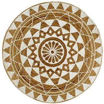 Handmade Rug Jute with White Print 150 cm