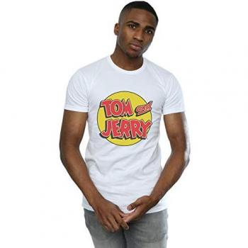 Tom und Jerry Männer T-Shirt Rundlogo M weiß