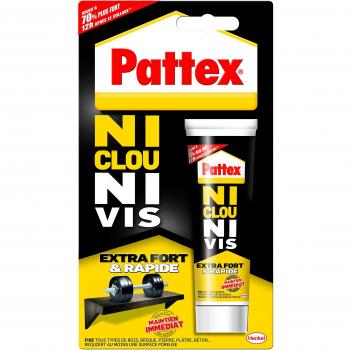 Pattex Colle de Fixation Ultra Puissante Ni Clou Ni Vis, Prise Instantanée, Tube Blanc 52 gr