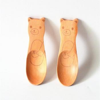 Cute Wooden Dessert Spoons for Kids