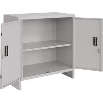 Armadio Multiuso Basso in Metallo Mini 100x40 cm con Piano Altezza 80 cm Grigio