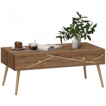 Mesa Baja Salón HomCom con 2 Cajones – 100x50x41 cm