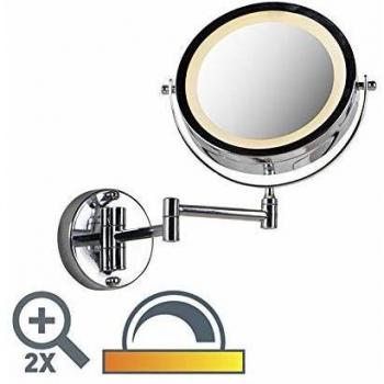 Chrome Wall Mirror with Dim to Warm LED