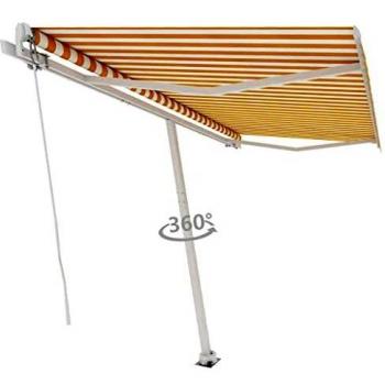 BrightWave 400×350 cm – Freestanding Manual Retractable Canopy (Yellow/White)